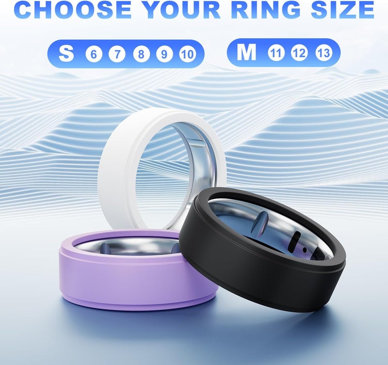 SSSUWP Silicone Cover Compatible with Oura Ring Gen 4/Gen 3/Samsung Galaxy Ring, 8 Pack Anti-Scratch Elastic Silicone Protector for Women Men (M for 11-13) - Image 3